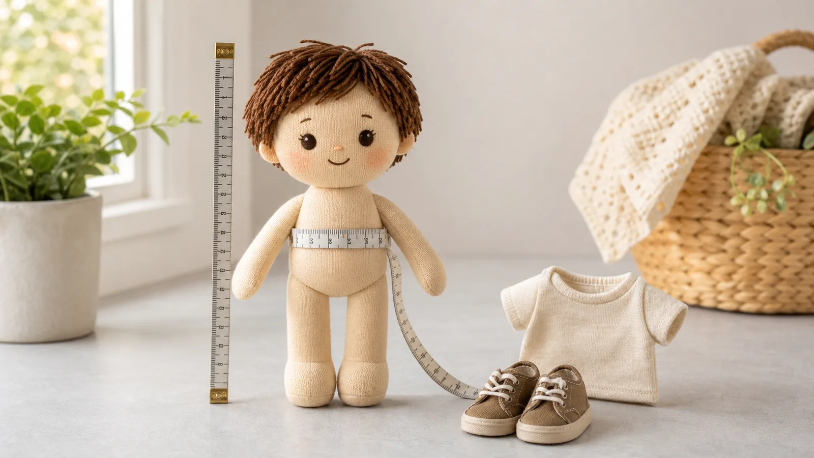 How to measure a cotton doll for clothes and shoes